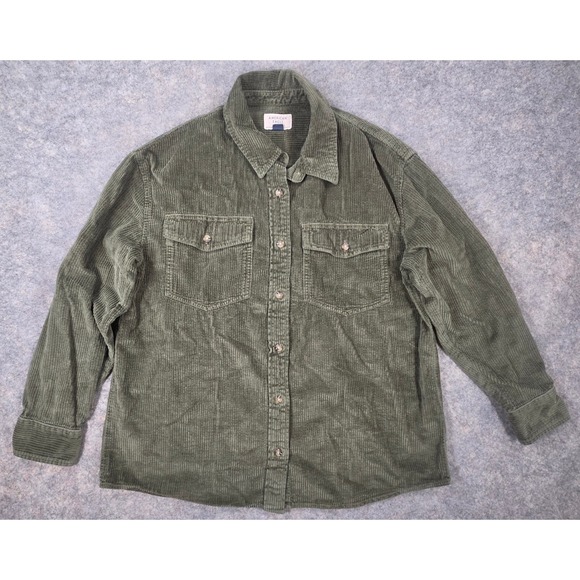 American Eagle Outfitters Other - American Eagle Mens Small Corduroy Button Down Shirt Olive Green Long Sleeve